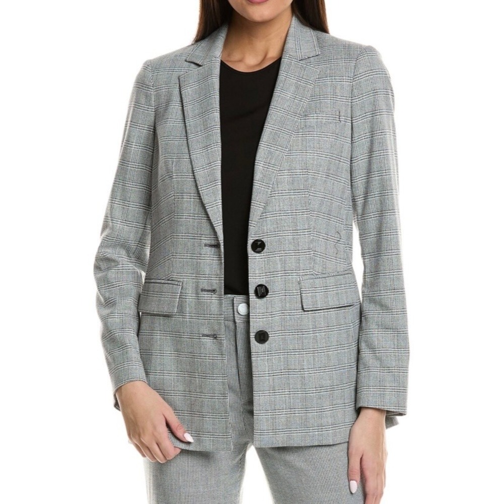 Karl Lagerfeld Black White Plaid Blazer Womens 8